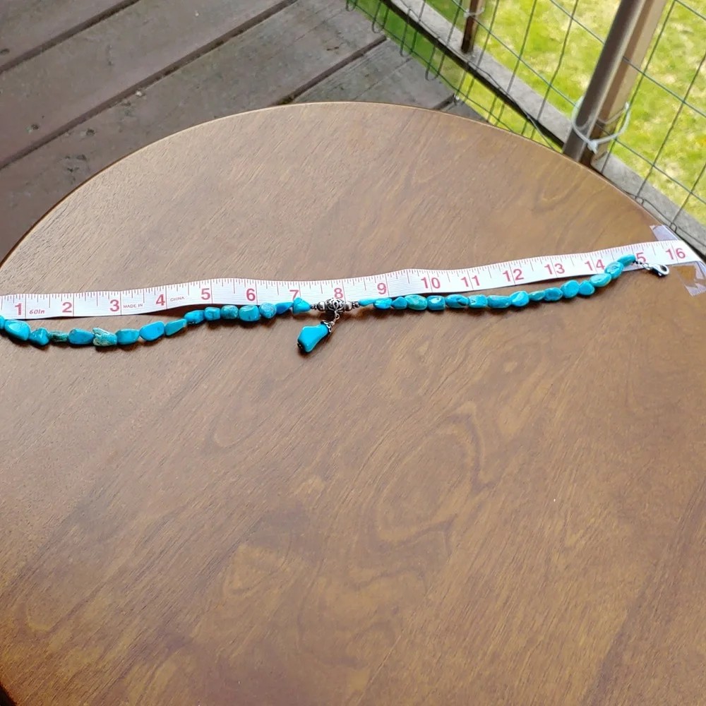 Vintage genuine turquoise and 925 sterling necklace - Picture 2 of 3